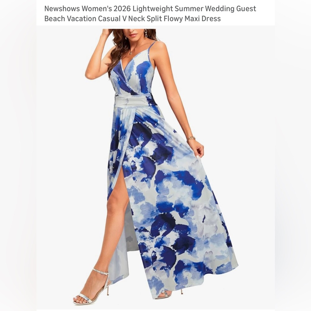 Elegant Blue and White Maxi Dress